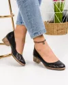 Pantofi De Dama Piele Naturala Perforati Negri AK4000 4