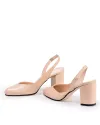 Pantofi eleganti piele naturala bej cu toc gros si inchidere catarama WIZ34 7