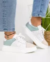 Pantofi Piele Naturala Camelia Albi + Albastru 3