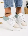 Pantofi Piele Naturala Camelia Albi + Albastru 4