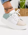 Pantofi Piele Naturala Camelia Albi + Albastru 5