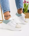 Pantofi Piele Naturala Camelia Albi + Albastru 2