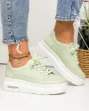 Pantofi Piele Naturala Malia - Verde deschis 1