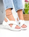 Sandale dama piele naturala albe cu inchidere catarama T6023 1