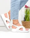 Sandale dama piele naturala albe cu inchidere catarama T6023 4