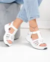 Sandale dama piele naturala albe cu inchidere scai si insertie argintie JY57811 4