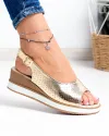 Sandale dama piele naturala aurii perforate GI-001 1