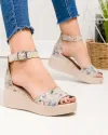 Sandale dama piele naturala bej cu imprimeu floral si platforma PV959 2