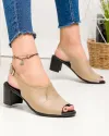 Sandale dama piele naturala bej cu toc gros PV958 1