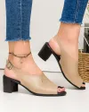 Sandale dama piele naturala bej cu toc gros PV958 5