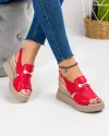 Sandale Dama Piele Naturala Cu Platforma Rosii PV914 1