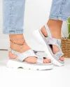 Sandale dama piele naturala intoarsa argintii cu model lucios T-8048 5