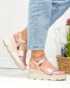 Sandale dama piele naturala rose cu inchidere catarama si talpa tip platforma PV977-1 3