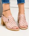 Sandale dama piele naturala roz perforate cu inchidere catarama PV973 4