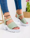 Sandale dama piele naturala verde deschis cu talpa alba PV946 1