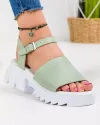 Sandale dama piele naturala verde deschis cu talpa alba PV946 3