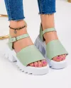Sandale dama piele naturala verde deschis cu talpa alba PV946 2