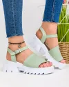 Sandale dama piele naturala verde deschis cu talpa alba PV946 4
