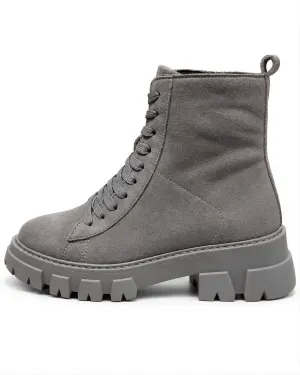 Ghete dama din piele naturala intoarsa gri F002-664