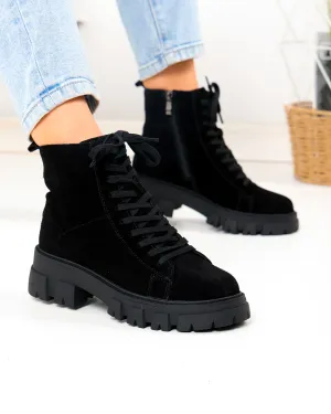 Ghete - Ghete dama din piele naturala intoarsa negre F002-664