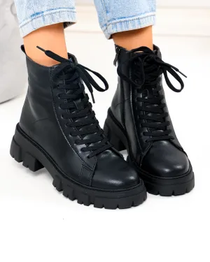 Ghete - Ghete dama din piele naturala negre F002-664