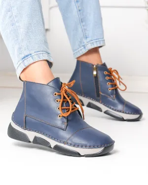 Ghete dama piele naturala bleumarin cu talpa flexibila F20-036