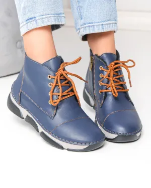 Ghete - Ghete dama piele naturala bleumarin cu talpa flexibila F20-036