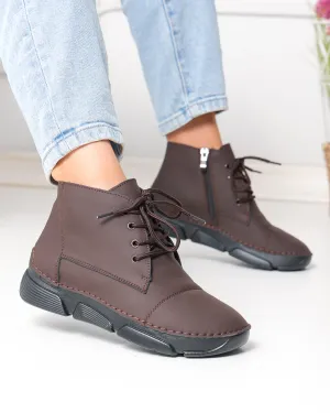 Ghete - Ghete dama piele naturala maro imblanite cu talpa flexibila F20-036