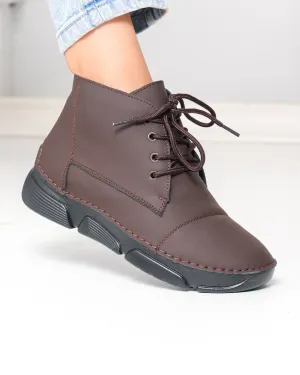 Ghete dama piele naturala maro imblanite cu talpa flexibila F20-036
