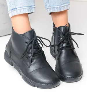 Ghete - Ghete dama piele naturala negre imblanite cu talpa flexibila cusuta F20-036