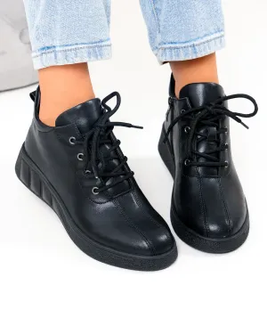 Ghete dama scurte negre din piele naturala F002-657