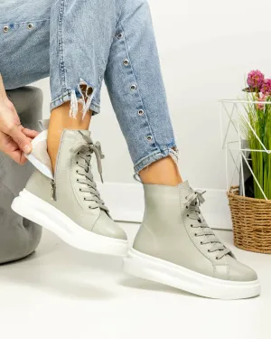 Ghete - Ghete Imblanite Piele Naturala Gri AW458
