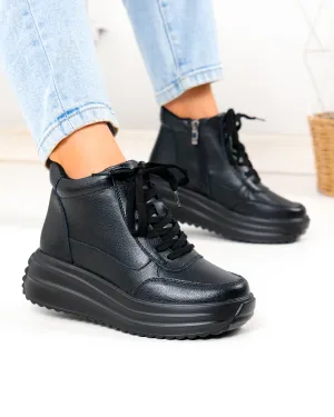 Ghete scurte dama din piele naturala negre T-2626