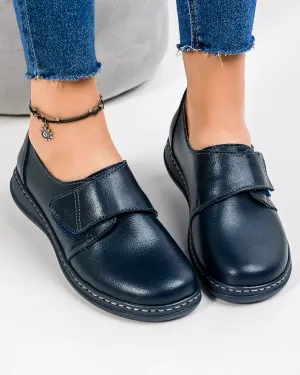 Outlet - Ultimele Marimi - Pantofi Bleumarin Cu Bareta Casual Piele Naturala XH040