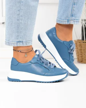 Pantofi Casual - Pantofi casual albastri din piele naturala T-2820