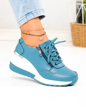 Pantofi Casual - Pantofi casual dama din piele naturala albastri ZT-04