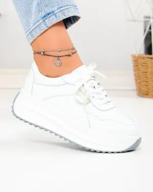 Incaltaminte Dama - Pantofi casual dama din piele naturala albi F002-674