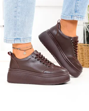 Pantofi casual dama din piele naturala maro F002-670