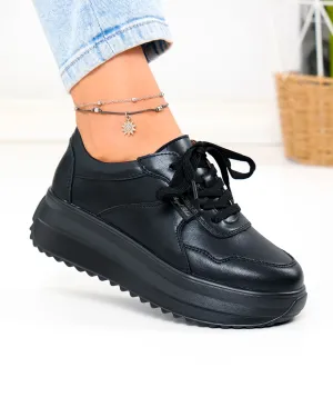 Pantofi Casual - Pantofi casual dama din piele naturala negri F002-674