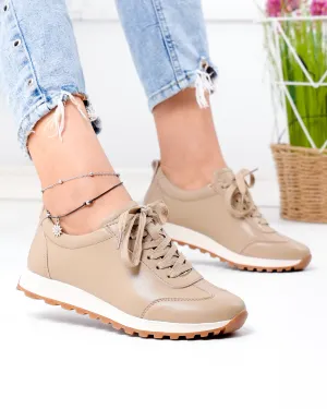 Pantofi casual dama piele naturala kaki F002-642