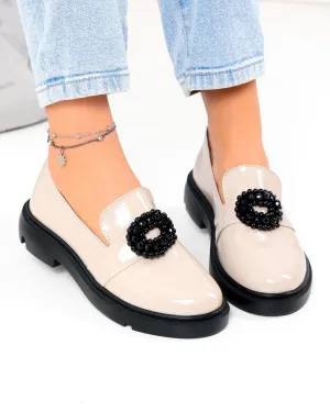 Incaltaminte Dama - Pantofi casual dama piele naturala lacuita bej PC823-3