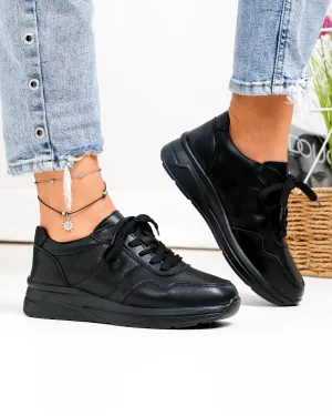 Pantofi casual dama piele naturala negri captusiti F001-768