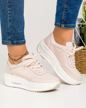 Pantofi Casual - Pantofi Casual Dama Piele Naturala Roz AW376