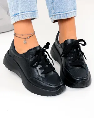 Pantofi Casual - Pantofi casual din piele naturala negri T-2820