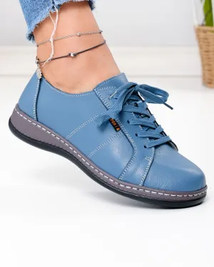 Pantofi Piele Naturala Albastri Casual AP-2111