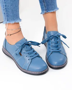 Pantofi Casual - Pantofi Piele Naturala Albastri Casual AP-2111