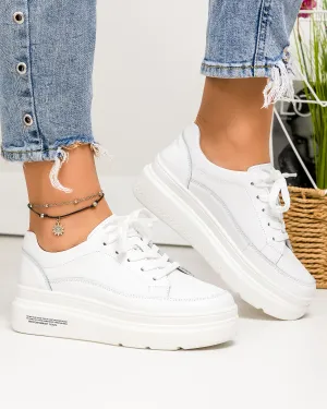 Pantofi Casual - Pantofi Piele Naturala Malia - Albi