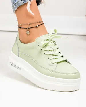 Pantofi Piele Naturala Malia - Verde deschis