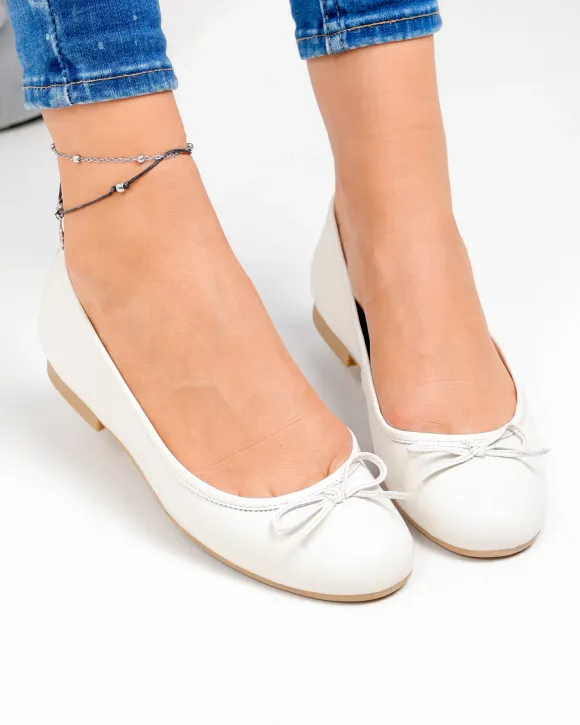 Balerini dama piele naturala bej cu talpa flexibila WIZ0426