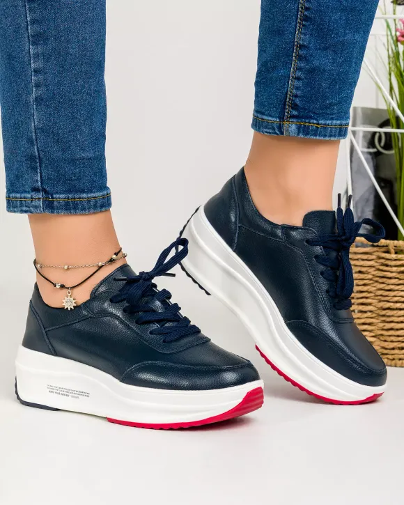 Pantofi Bleumarin Casual Piele Naturala AW376